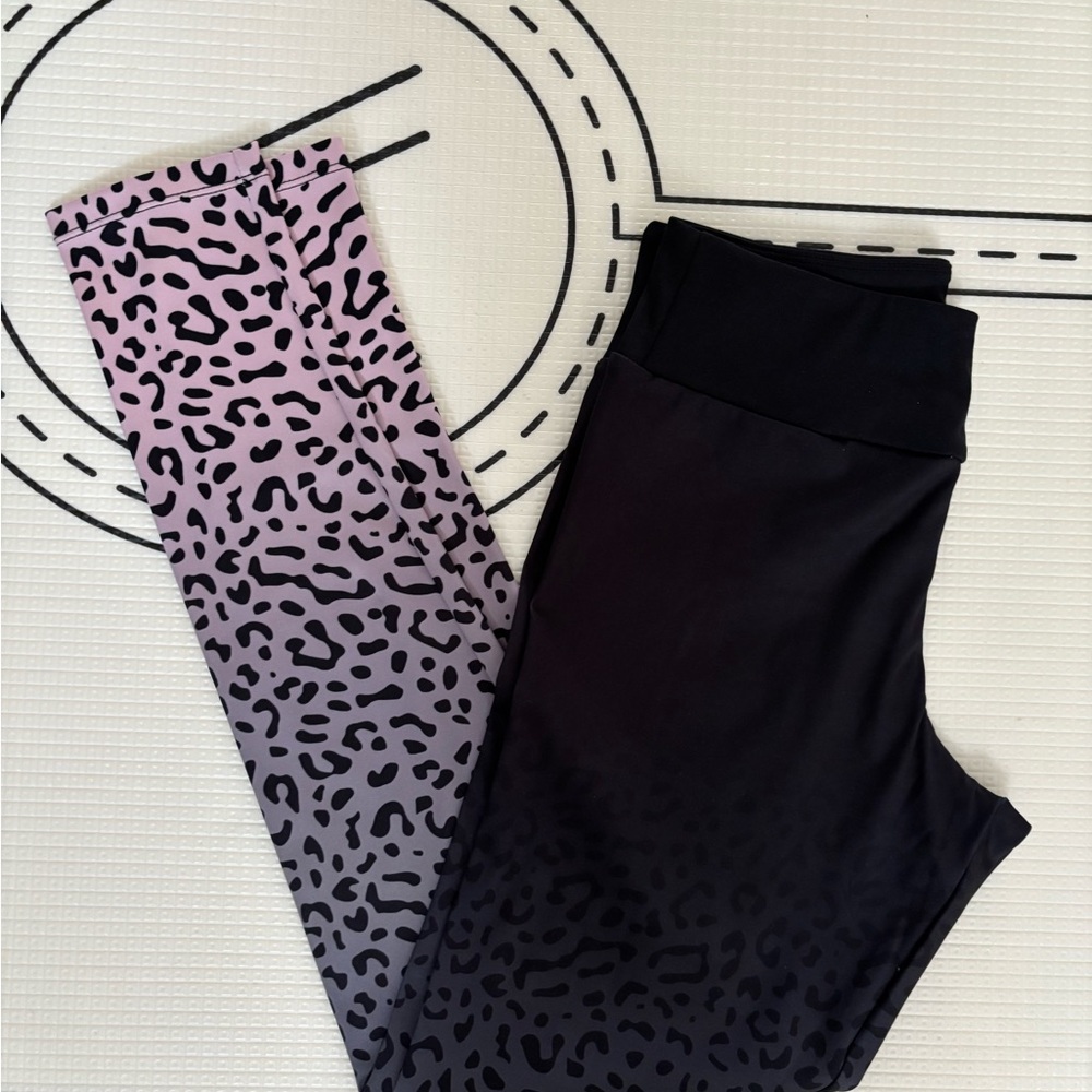 Zara Black and Pink Leggings Sleek Stretchy Design